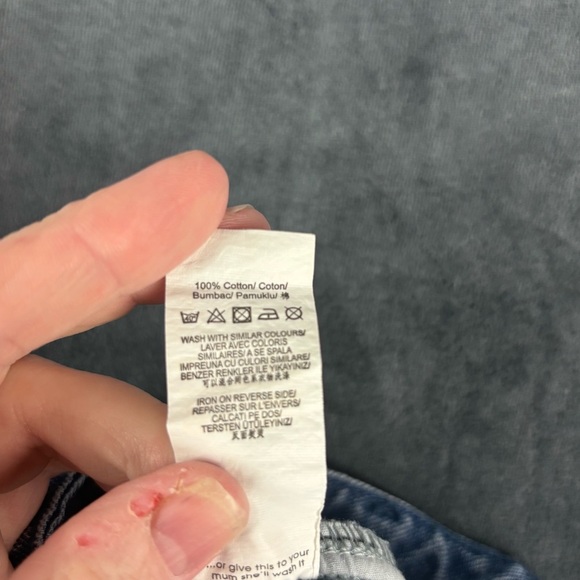 Missguided Denim Distressed Mini Skirt w/fringe and gold sequin details Sz 0 - Picture 6 of 7